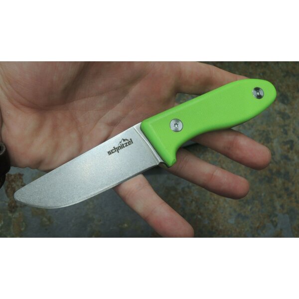 Schnitzel UNU GRÜN Messer Kindermesser Schnitzmesser 8Cr13MoV Stahl G10 Kydex