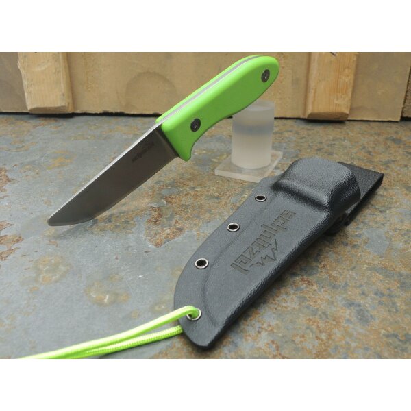 Schnitzel UNU GRÜN Messer Kindermesser Schnitzmesser 8Cr13MoV Stahl G10 Kydex