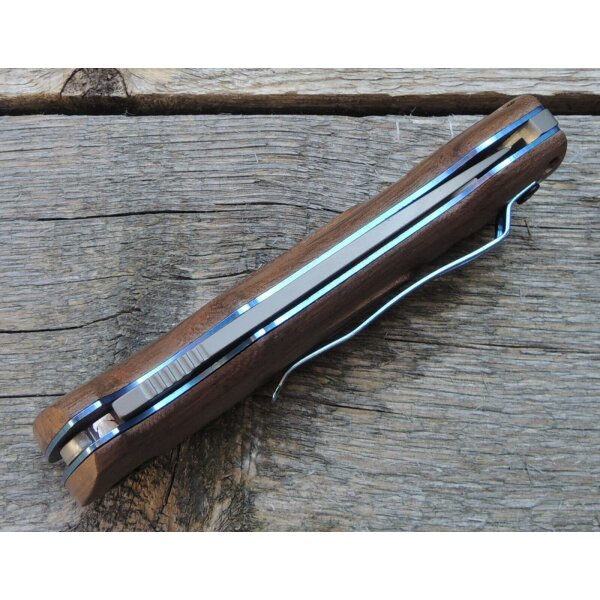 Walther Messer BWK 2 Blue Wood Knife Zweihandfolder 440C Stahl Walnussholz Etui