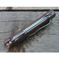 Walther Messer BWK 2 Blue Wood Knife Zweihandfolder 440C Stahl Walnussholz Etui