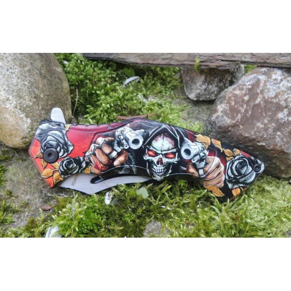 Albainox 3D Series DEATH ROSES Messer Taschenmesser 3D Relief ABS