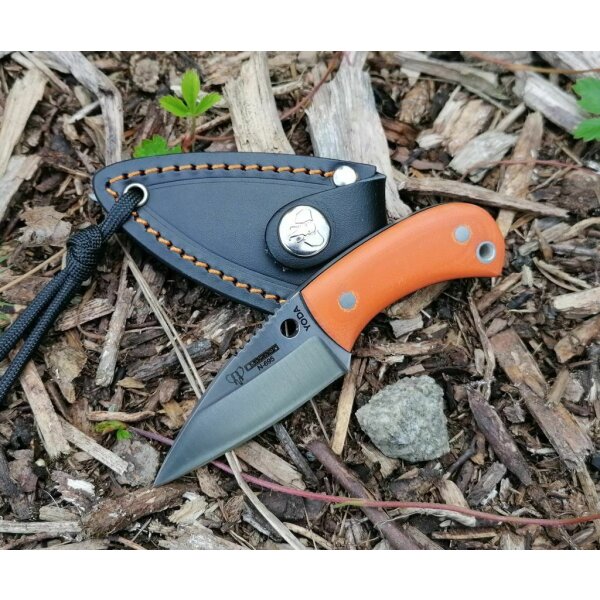 Cudeman Messer 200-J YODA Mini Outdoormesser N695 Stahl G10 Orange Lederscheide