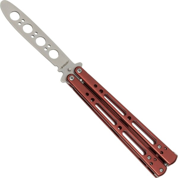 Haller Butterfly Trainer STUMPF Balisong Übungsmesser Vollmetall rot