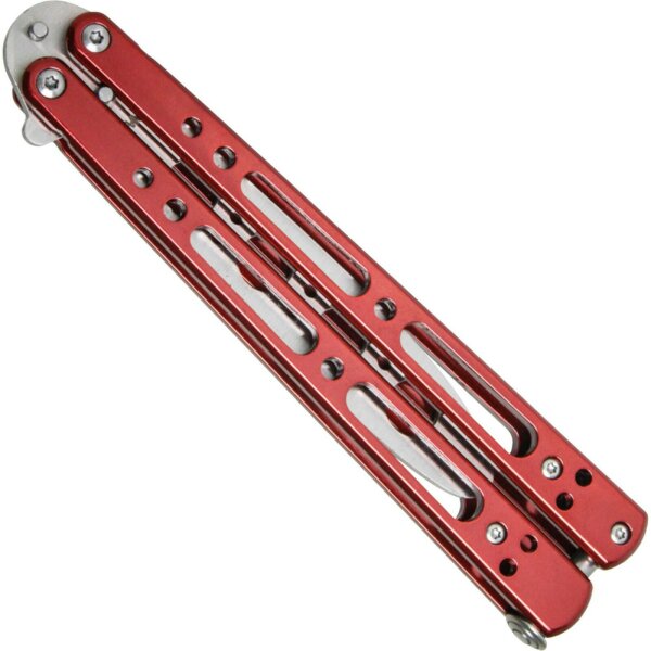 Haller Butterfly Trainer STUMPF Balisong Übungsmesser Vollmetall rot