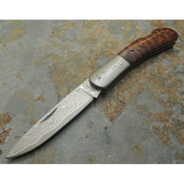 Haller Damast Taschenmesser Damastmesser 71 Lagen Schlangenholz-Griff Lockback