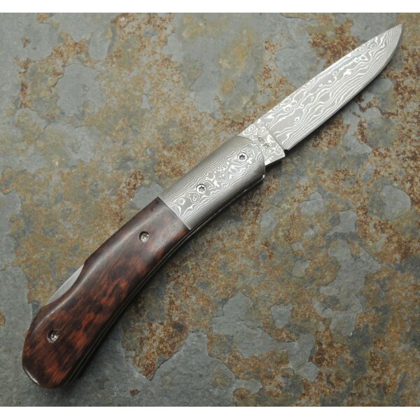 Haller Damast Taschenmesser Damastmesser 71 Lagen Schlangenholz-Griff Lockback