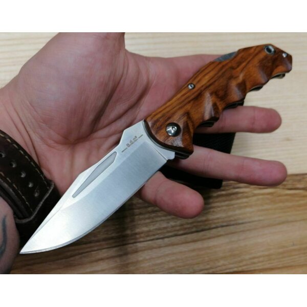 Haller Messer e.d.c. URBAN GRIZZ Campingmesser Lockback 440 Padoukholz Etui