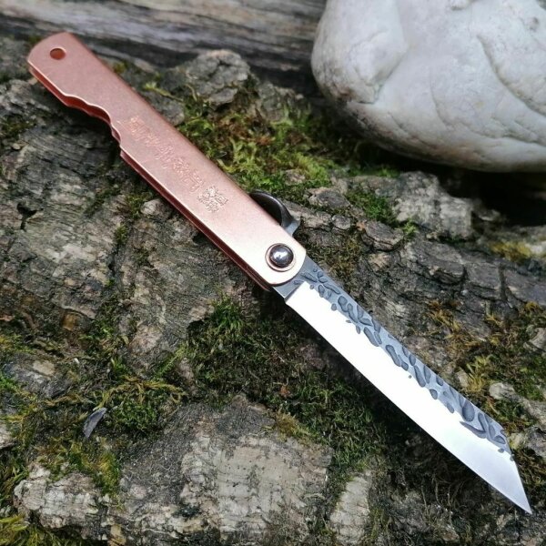 Higo IROGANE Messer 7Cr17 Stahl Kupfergriff Friction Folder Taschenmesser