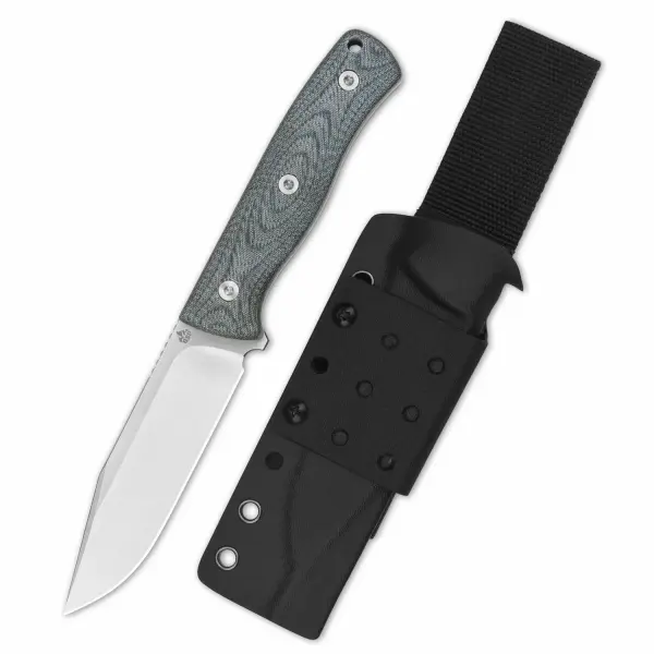 QSP Knife BISON V2 Outdoormesser D2 Stahl Denim Micarta Griff