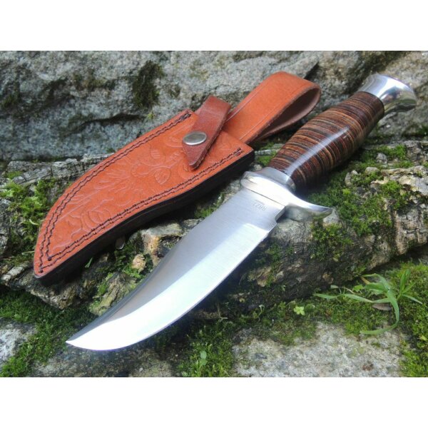 Rough Ryder Rider HUNTER STACKED LEATHER Messer Jagdmesser Lederscheide