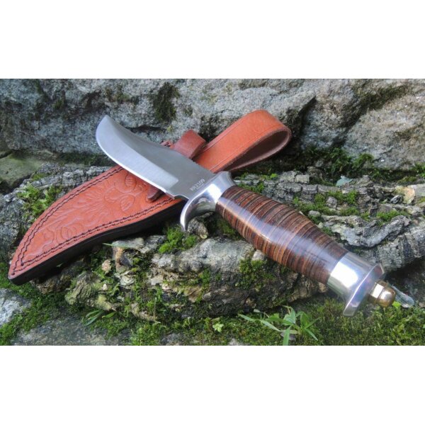 Rough Ryder Rider HUNTER STACKED LEATHER Messer Jagdmesser Lederscheide