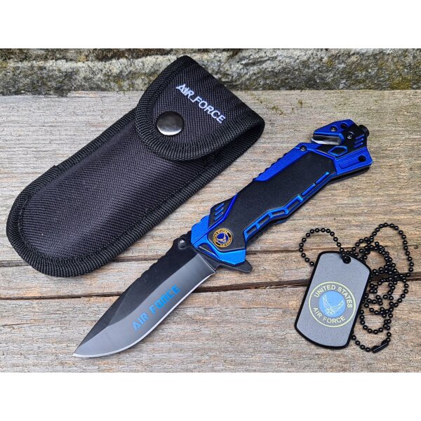 Albainox Air Force Messer Rettungsmesser Gurtschneider Glasbrecher + Etui
