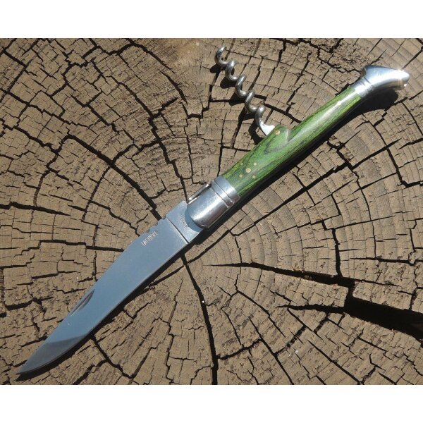 Laguiole Messer Brotzeitmesser Taschenmesser grün 3Cr13MoV Stahl Korkenzieher
