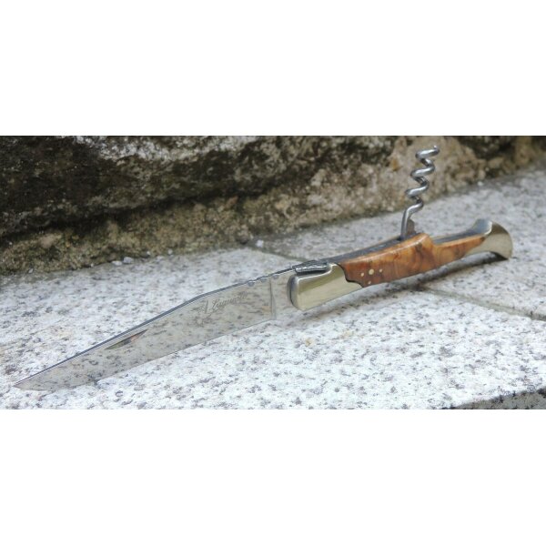 Laguiole Messer Brotzeitmesser Taschenmesser Korkenzieher Olivenholz Griff