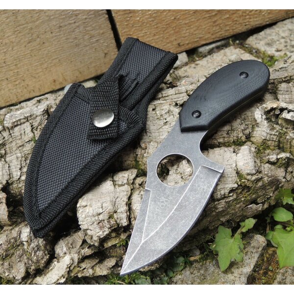 FOX Outdoor &quot; Skinner &quot; Messer Outdoormesser mit Fingerloch G10 44509 Stonewash