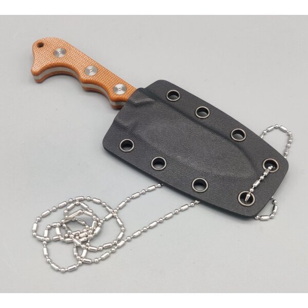 QSP Knife NECKMUK QS125-E Neck Knife D2 Stahl Brown Micarta