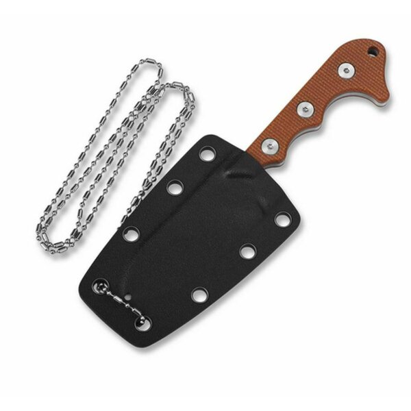 QSP Knife NECKMUK QS125-E Neck Knife D2 Stahl Brown Micarta