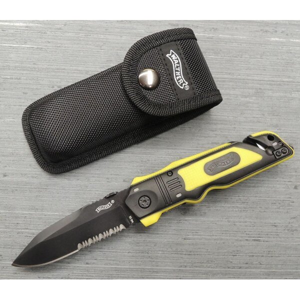 Walther Messer ERK Rescue Knife Rettungsmesser Taschenmesser 440C Stahl yellow