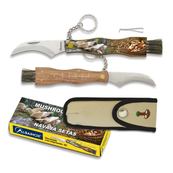 Albainox Pilzmesser Pilz Messer Mushroom Knife mit 3D PRINTING Bürste