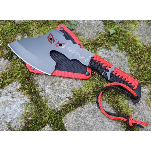 Albainox RED EAGLE Mini Axt Campingaxt Axe Tomahawk Paracordgriff Scheide