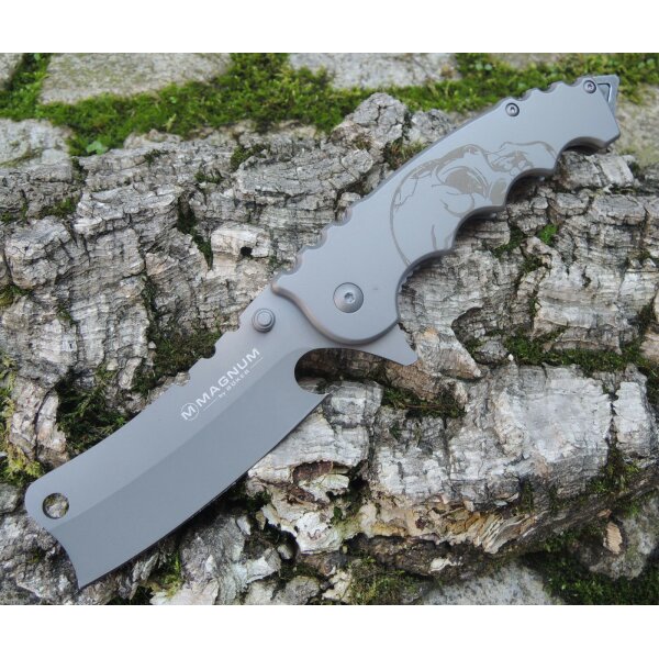 Böker Magnum MORTEM Messer Taschenmesser 440A Stahl Stahlgriff Skull 01RY217