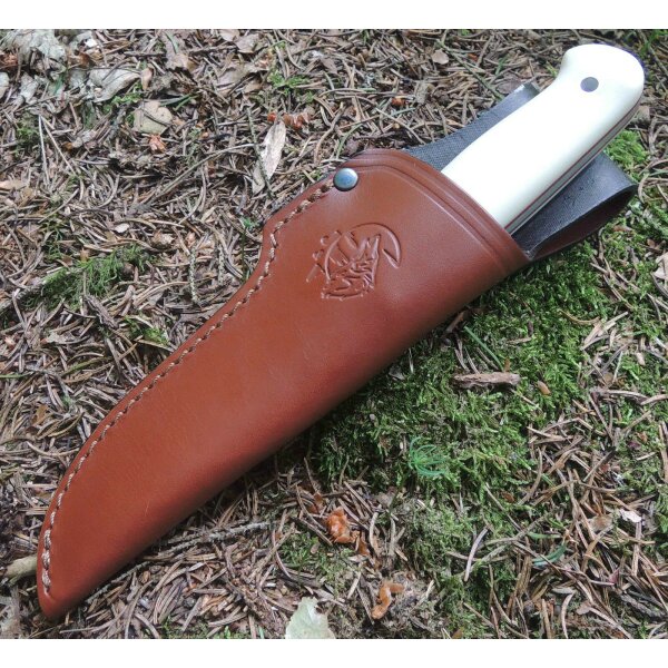 J&V Bushcraft Knife 14C28N Micarta Weiß inkl. Lederscheide
