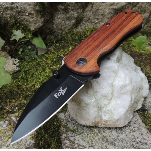 Fox Outdoor COMPACT Messer Mini Taschenmesser Schwarz Holz-, Metallgriff