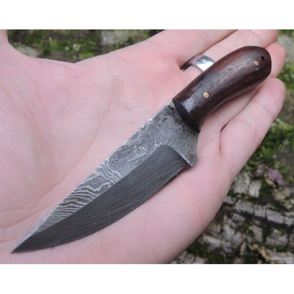 Haller Mittelalter MINI DAMASZENER Messer Damast Fahrtenmesser Damast Wurzelholz