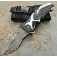 K25 &quot; COBRA BLACK &quot; Messer Taschenmesser Aluminiumgriff 440 Stahl + Etui 19935