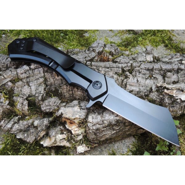 S-Tec Cleaver XL Taschenmesser Messer 440 Stahl BLACK + Tasche 26 cm