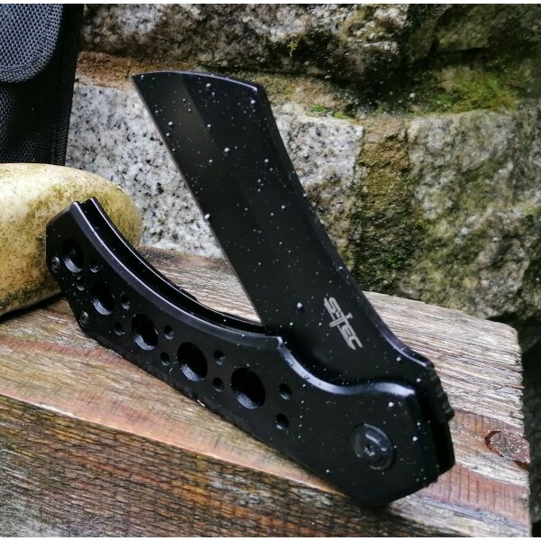 S-Tec Cleaver XL Taschenmesser Messer 440 Stahl BLACK + Tasche 26 cm