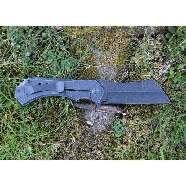 S-Tec Cleaver XXL Taschenmesser Messer 440 Stahl stonewashed + Tasche 30 cm