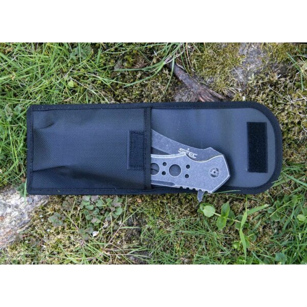 S-Tec Cleaver XXL Taschenmesser Messer 440 Stahl stonewashed + Tasche 30 cm