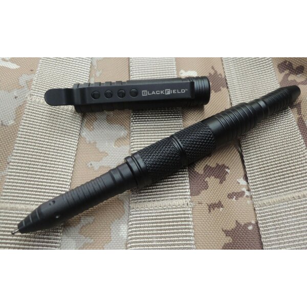 BlackField Tactical Pen Kubotan Kugelschreiber mit Clip schwarz inkl.Geschenkbox 