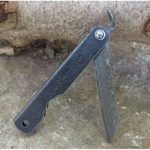 Higo Kinzoku Damascus Damast Taschenmesser Damastmesser Friction Folder