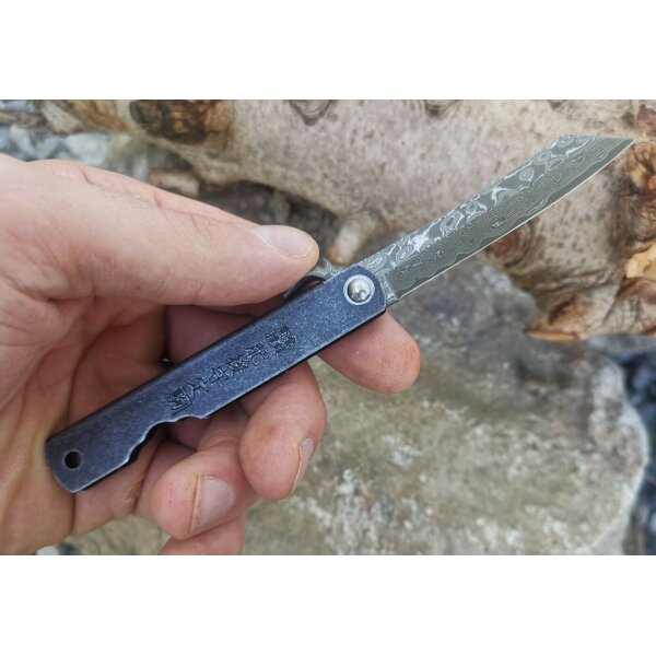Higo Kinzoku Damascus Damast Taschenmesser Damastmesser Friction Folder