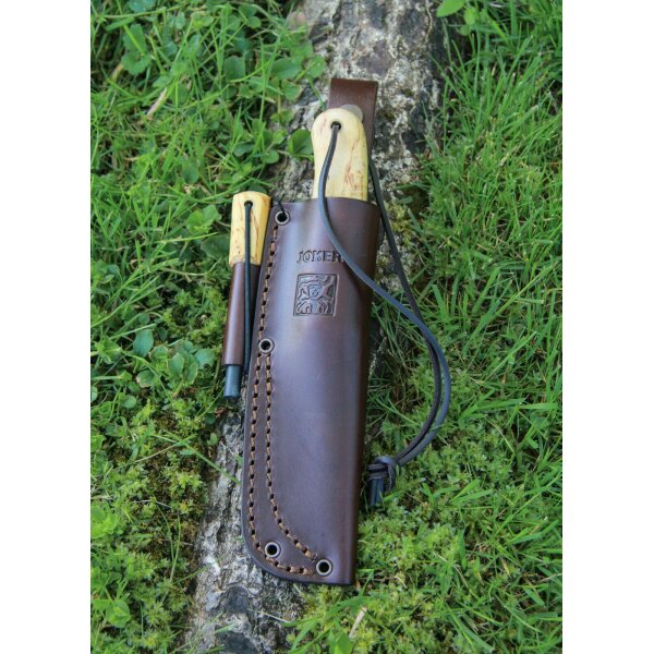 Joker BS-9 Trampero 14C28N Maserbirkenholz Braun inkl. Feuerstarter Dangler Lederscheide