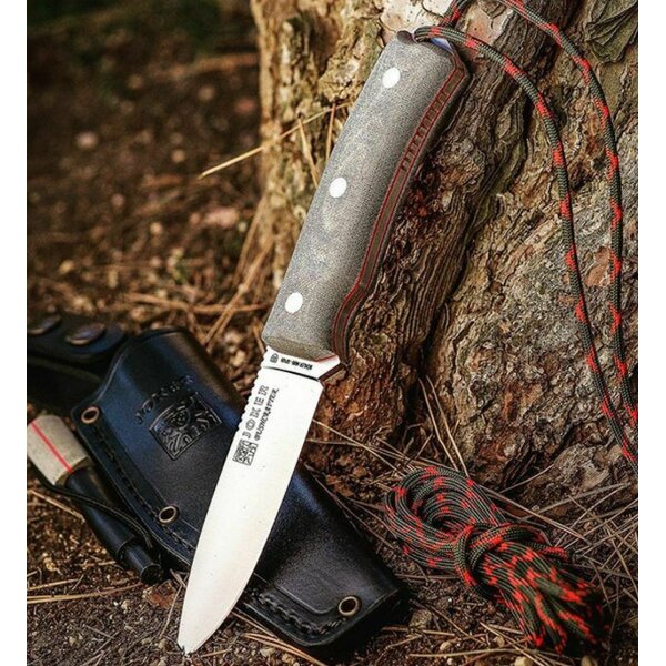 Joker Bushcrafter N695 Micarta Grün inkl. Feuerstarter Dangler Lederscheide