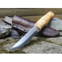 Joker Puukko 14C28N Maserbirkenholz Braun inkl. Lederscheide