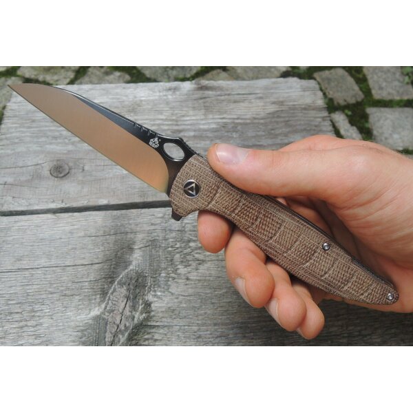 QSP Knife LOCUST QS117A Messer VG10 Stahl Leinen Micarta Kugellager Titanclip