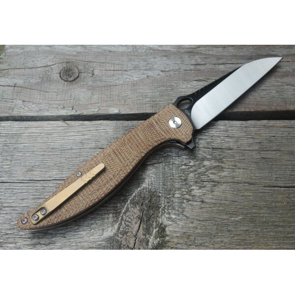 QSP Knife LOCUST QS117A Messer VG10 Stahl Leinen Micarta Kugellager Titanclip