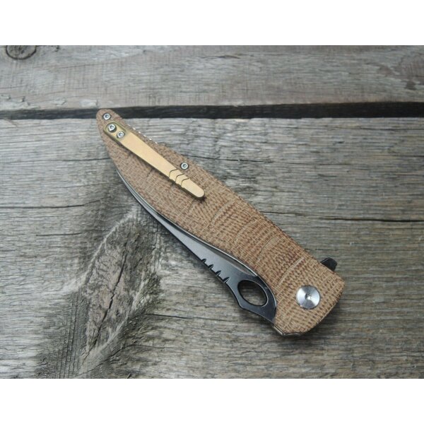QSP Knife LOCUST QS117A Messer VG10 Stahl Leinen Micarta Kugellager Titanclip