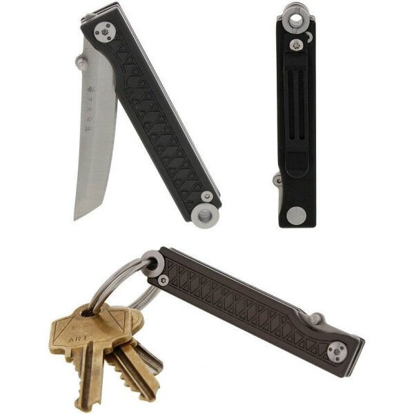 StatGear POCKET SAMURAI Messer Schlüsselanhänger Mini Folder BLACK 440C Stahl