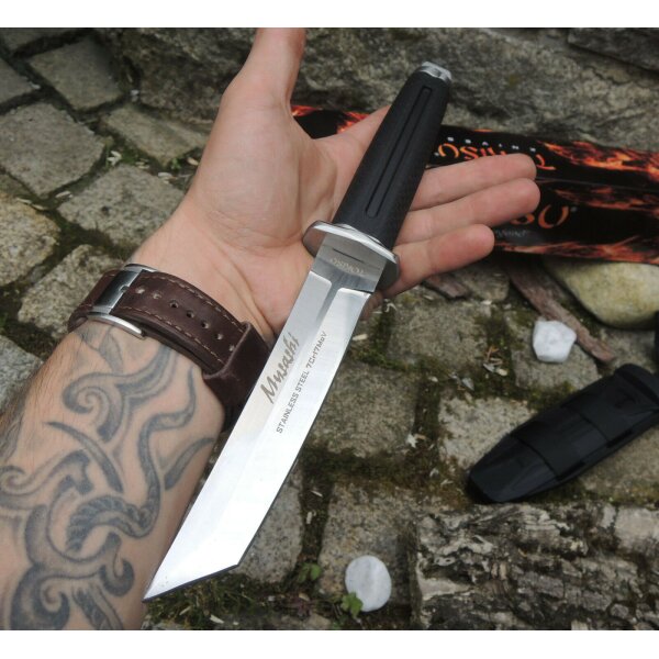 Tokisu Knives MUSASHI Messer Fahrtenmesser 7Cr17MoV Stahl Rubber Handle