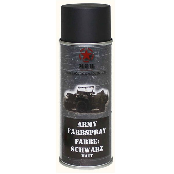 MFH BW Armee Army Sprühfarbe Farbspray Militärfarbe 400ml Sprühdose Spraydose schwarz