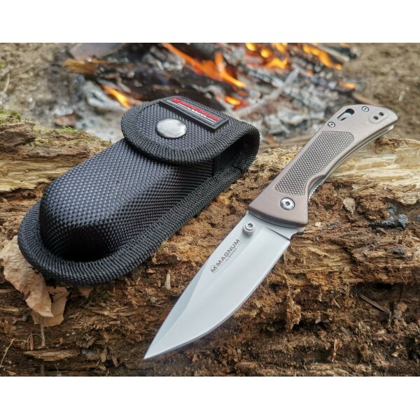 Böker Magnum ADVANCE CHECKERING DARK BRONZE Messer 440C Stahl Nylonetui 01RY303