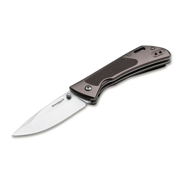 Böker Magnum ADVANCE CHECKERING DARK BRONZE Messer 440C Stahl Nylonetui 01RY303