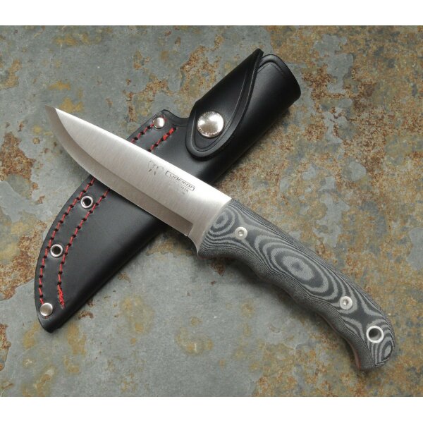 Cudeman Bushcraft N695 Micarta Schwarz inkl. Lederscheide
