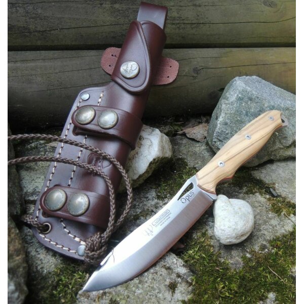 Cudeman Ness Wolf Opus Design Skinner N695 Olivenholz Braun inkl. Lederscheide