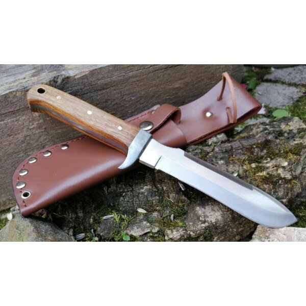 FOX Outdoor BW PARATROOPER Messer Outdoormesser Holzgriff Solide Lederscheide